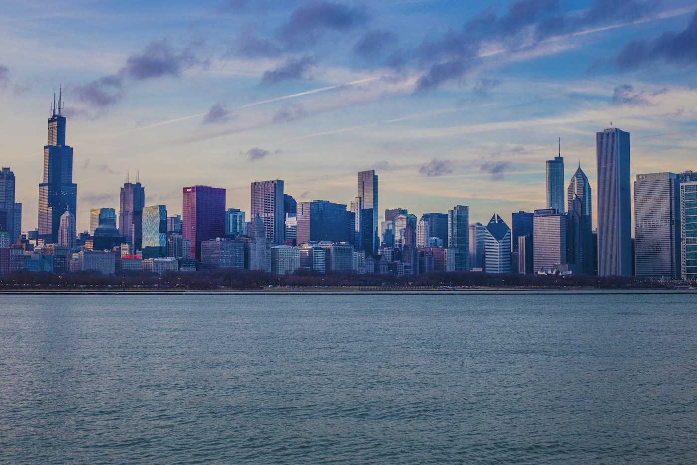 Chicago skyline across Lake Michigan